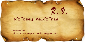 Récsey Valéria névjegykártya